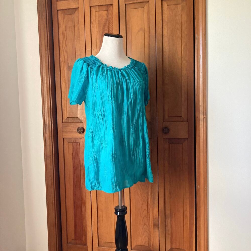 Kim Rogers Teal Blue Pullover Top, Size M